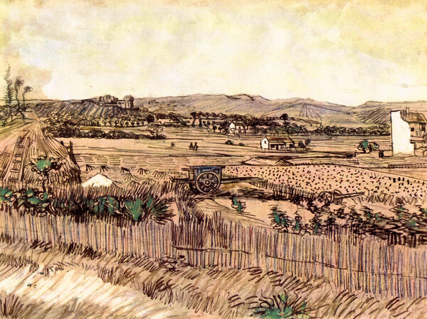 The blue carts by Van Gogh